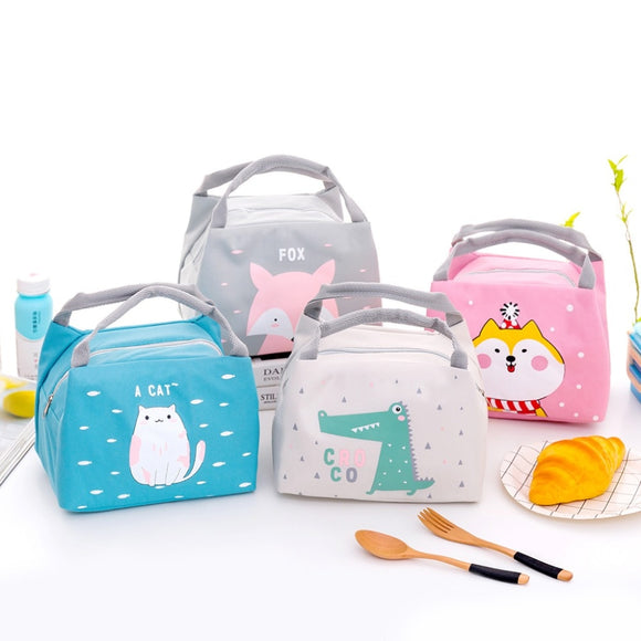 MODYCON Cartoon Cute Lunch Bag For Women Girl Kids Children Thermal Insulated Lunch Box Tote Food Picnic Bag Milk Bottle Pouch
