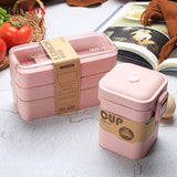Japanese 3 Layer Lunch Box Food Container Portable Bento Box Eco Friendly Wheat Straw Lunchbox For Kids Food Box With Dinnerware