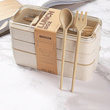 Japanese 3 Layer Lunch Box Food Container Portable Bento Box Eco Friendly Wheat Straw Lunchbox For Kids Food Box With Dinnerware