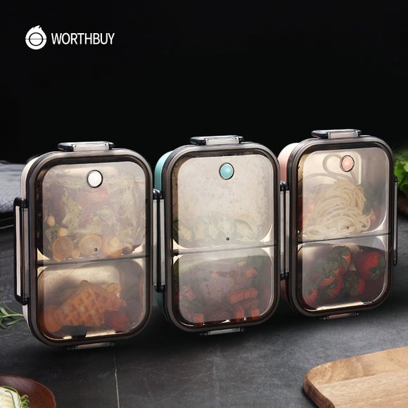 WORTHBUY Japanese Lunch Box With Compartment 304 Stainless Steel Bento Box For Kids School Food Container Leak-proof Food Box