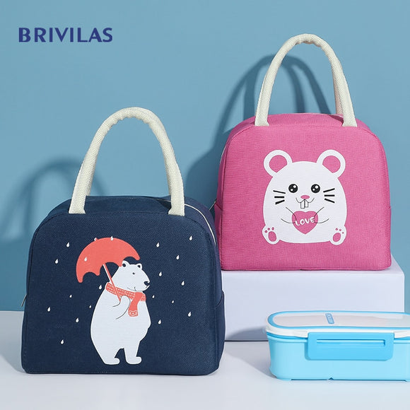 Brivilas ctue cartoon lunch bag for women new pink panda girl hand cooler bags portable thermal school breakfast picnic food box