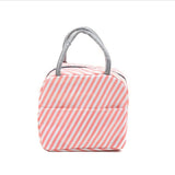 2020 Insulated Lunch Bag Thermal Stripe Tote Bags Cooler Picnic Food Lunch Box Bag For Kids Women Girls Ladies Men Children Pink